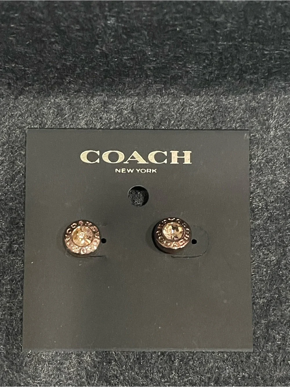 Coach Rose Gold Crystal Circle Stud Earrings - Picture 2 of 3
